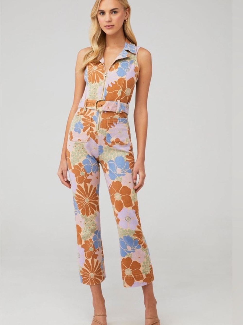 NWT Show me your Mumu Jacksonville cropped jumpsuit in Multi Floral size S